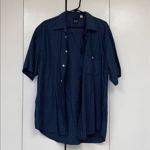 Blue Plaid Short Sleeve Button Up